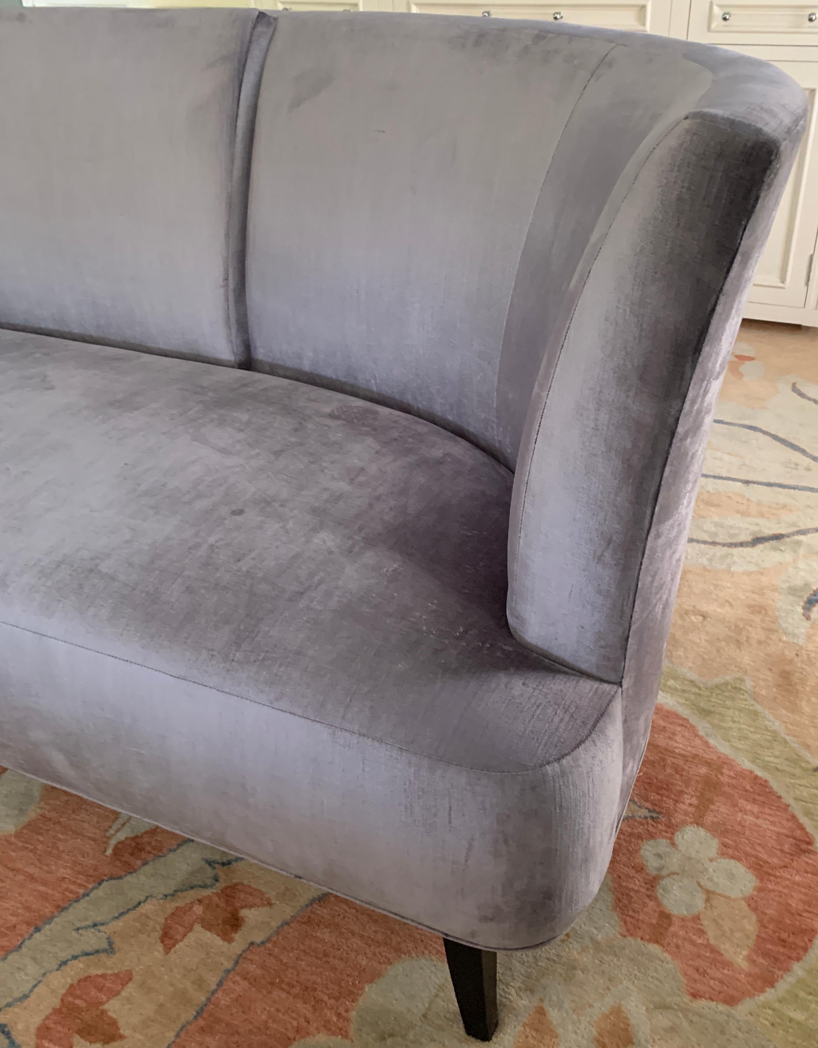 Grey Velvet Sofa With Back Detailing For Sale At 1stDibs Grey Velvet Sofa With Back Detailing For Sale At 1stDibs