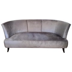 Used Grey Velvet Sofa with Back Detailing