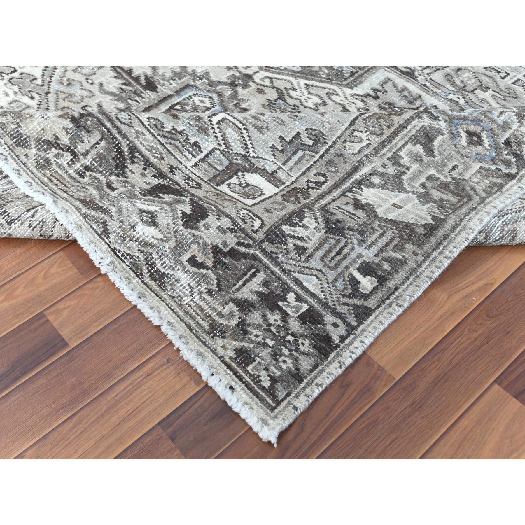 Gray Vintage and Persian Heriz Hand Knotted Pure Wool Oriental Rug 1