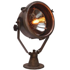 Gray Vintage Cast Ship Spot Light Clear Glass Mirror Floor Table Lamp