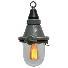 Gray Vintage Industrial Aluminum Clear Glass Pendant Lights