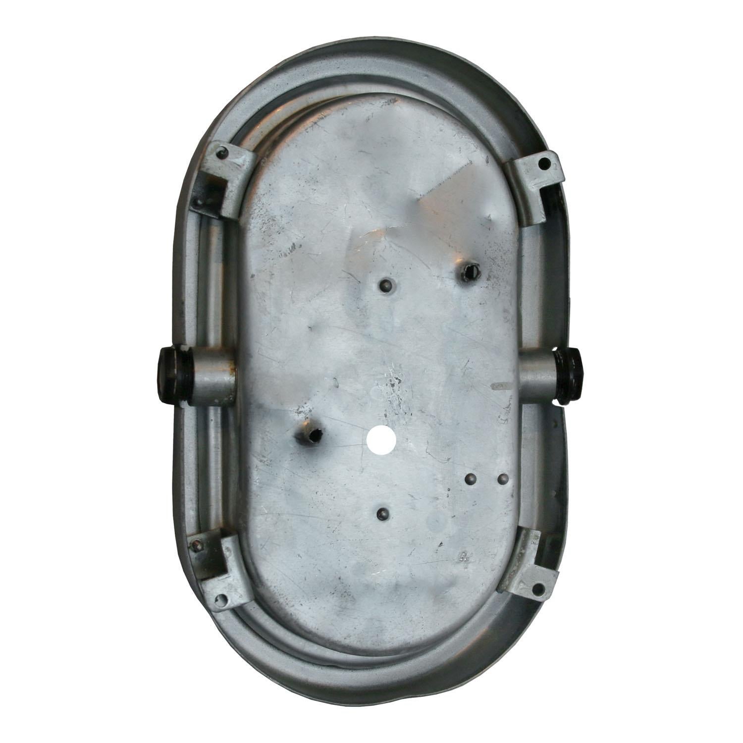 Gray Vintage Industrial Aluminum Frosted Glass Sconces In Good Condition For Sale In Amsterdam, NL