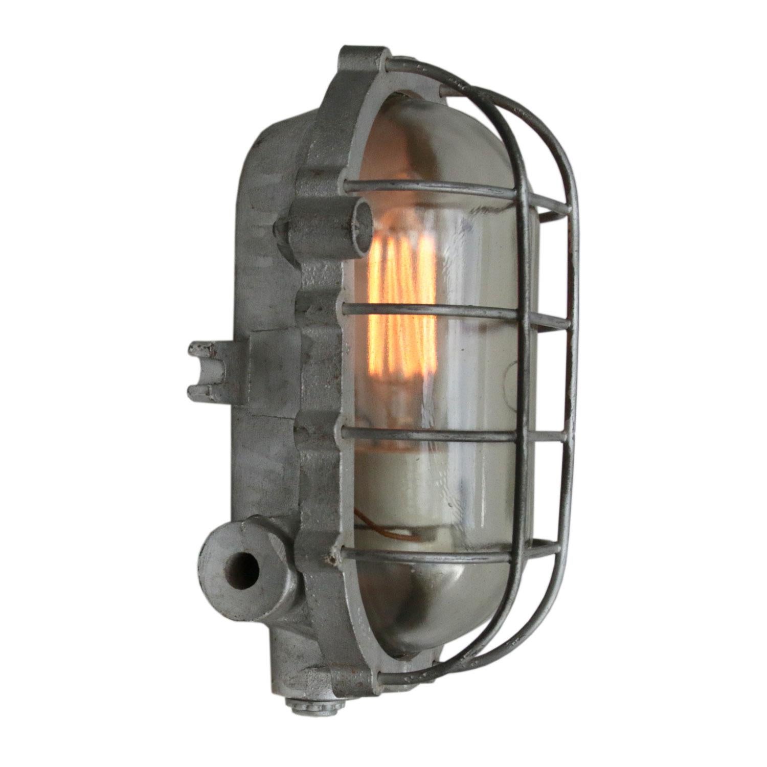 Gray Vintage Industrial Cast Aluminium Clear Glass Wall Ceiling Lamp Scone