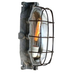 Gray Vintage Industrial Cast Aluminium Wall Lamp Scone Clear Glass