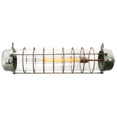 Gray Vintage Industrial Cast Aluminum Clear Glass Lights (3x)