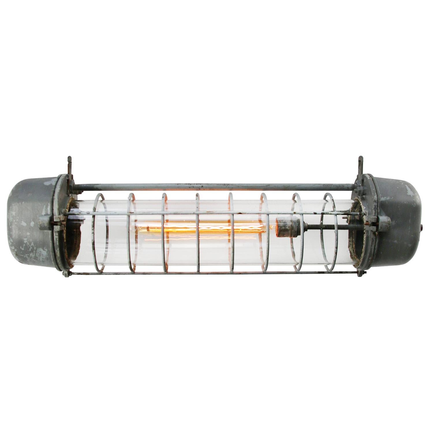 Industrial cast aluminum light.
Clear glass.

Weight 3.0 kg / 6.6 lb

Priced per individual item. All lamps have been made suitable by international standards for incandescent light bulbs, energy-efficient and LED bulbs. E26/E27 bulb holders
