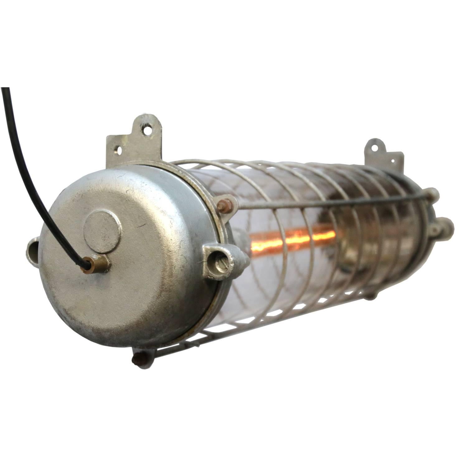 Industriel Lampe à suspension industrielle vintage en aluminium coulé gris en vente