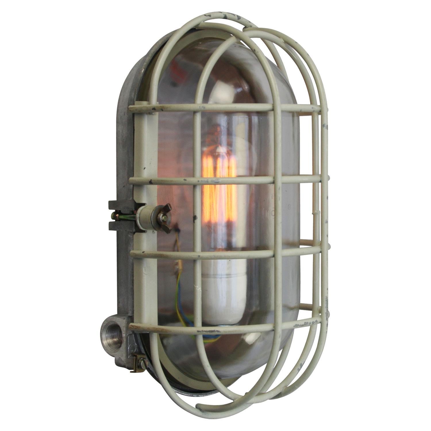 Industrial wall or ceiling lamp
cast aluminum, clear glass

Weight: 3.30 kg / 7.3 lb

Priced per individual item. All lamps have been made suitable by international standards for incandescent light bulbs, energy-efficient and LED bulbs. E26/E27