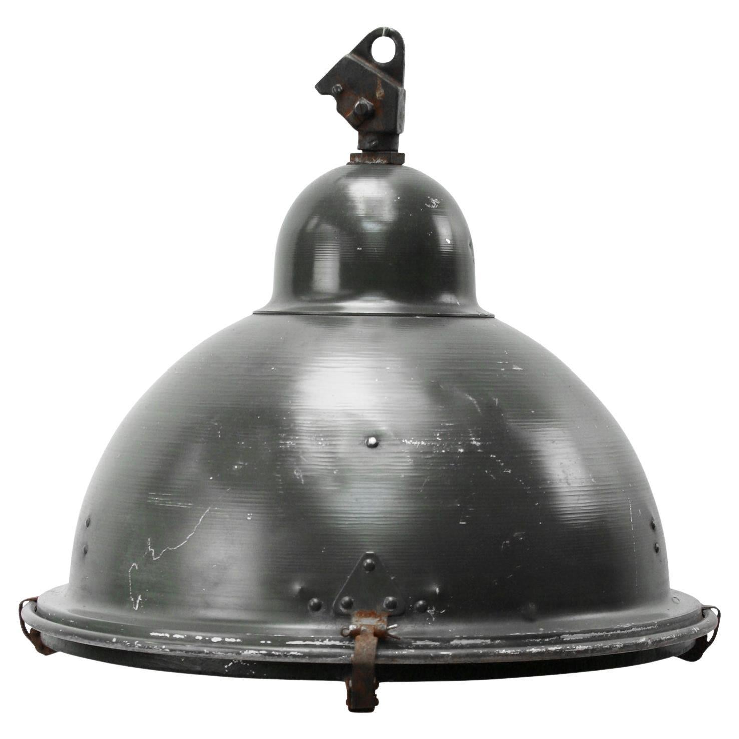 Gray Vintage Industrial Clear Glass Pendant Lamp For Sale