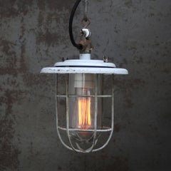 Lampade a sospensione in vetro trasparente industriale vintage grigio di Industria Rotterdam