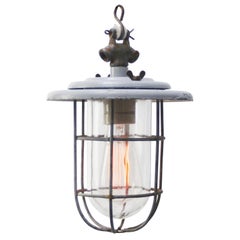 Gray Vintage Industrial Clear Glass Pendant Lights by Industria Rotterdam