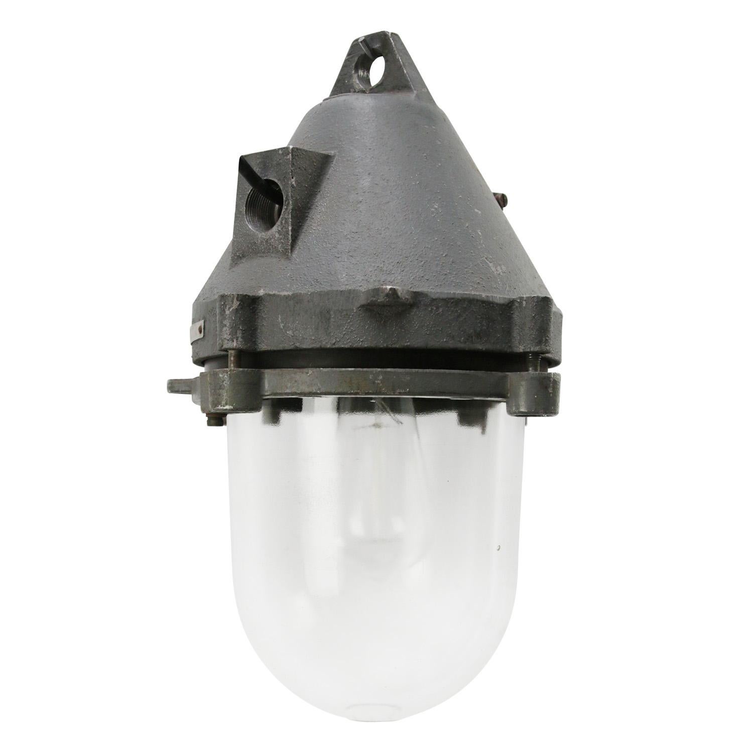 Industrial hanging lamp.
Grey aluminum clear glass.

Weight: 5.00 kg / 11 lb

Priced per individual item. All lamps have been made suitable by international standards for incandescent light bulbs, energy-efficient and LED bulbs. E26/E27 bulb