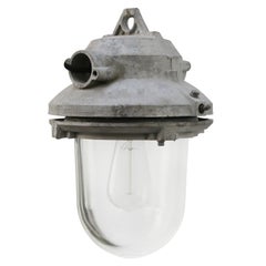 Lampade a sospensione industriali vintage grigie in vetro trasparente