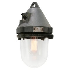 Grey Vintage Industrial Clear Glass Pendant Lights