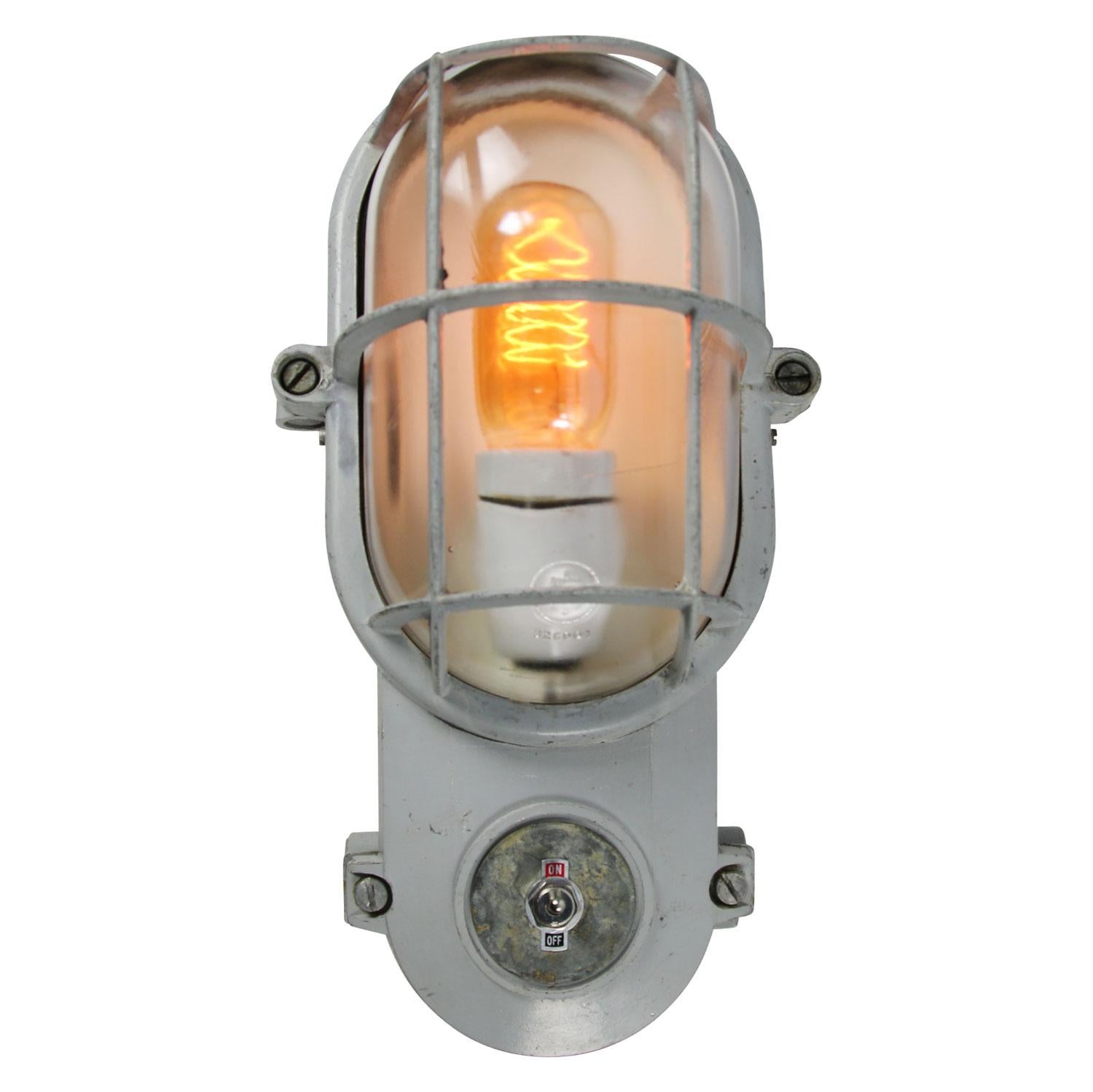 Industrial wall ceiling Sconces by Industria Rotterdam
cast aluminum, clear glass and on / off switch

cast aluminum, clear glass, integrated on/off switch

Weight: 1.88 kg / 4.1 lb

Priced per individual item. All lamps have been made suitable by