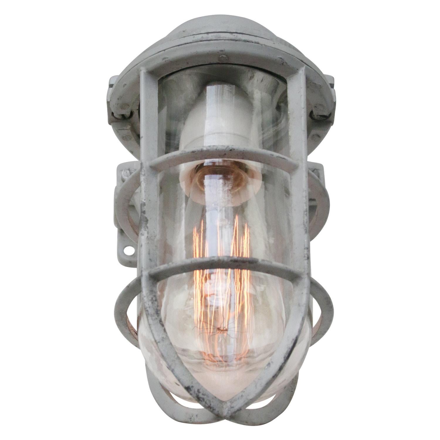 Dutch Gray Vintage Industrial Clear Glass Wall Lamp Scone
