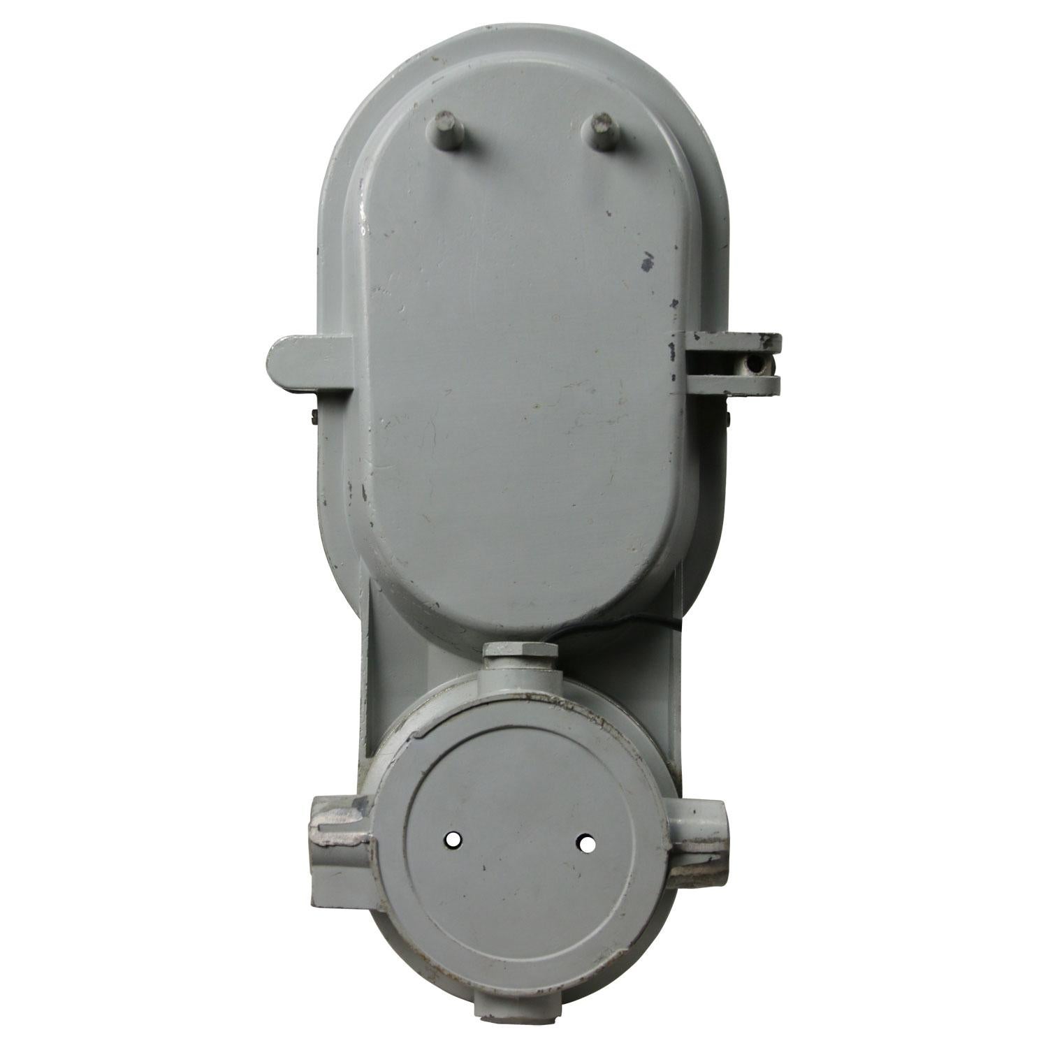 Cast Gray Vintage Industrial Clear Glass Wall Lamp Sconces For Sale