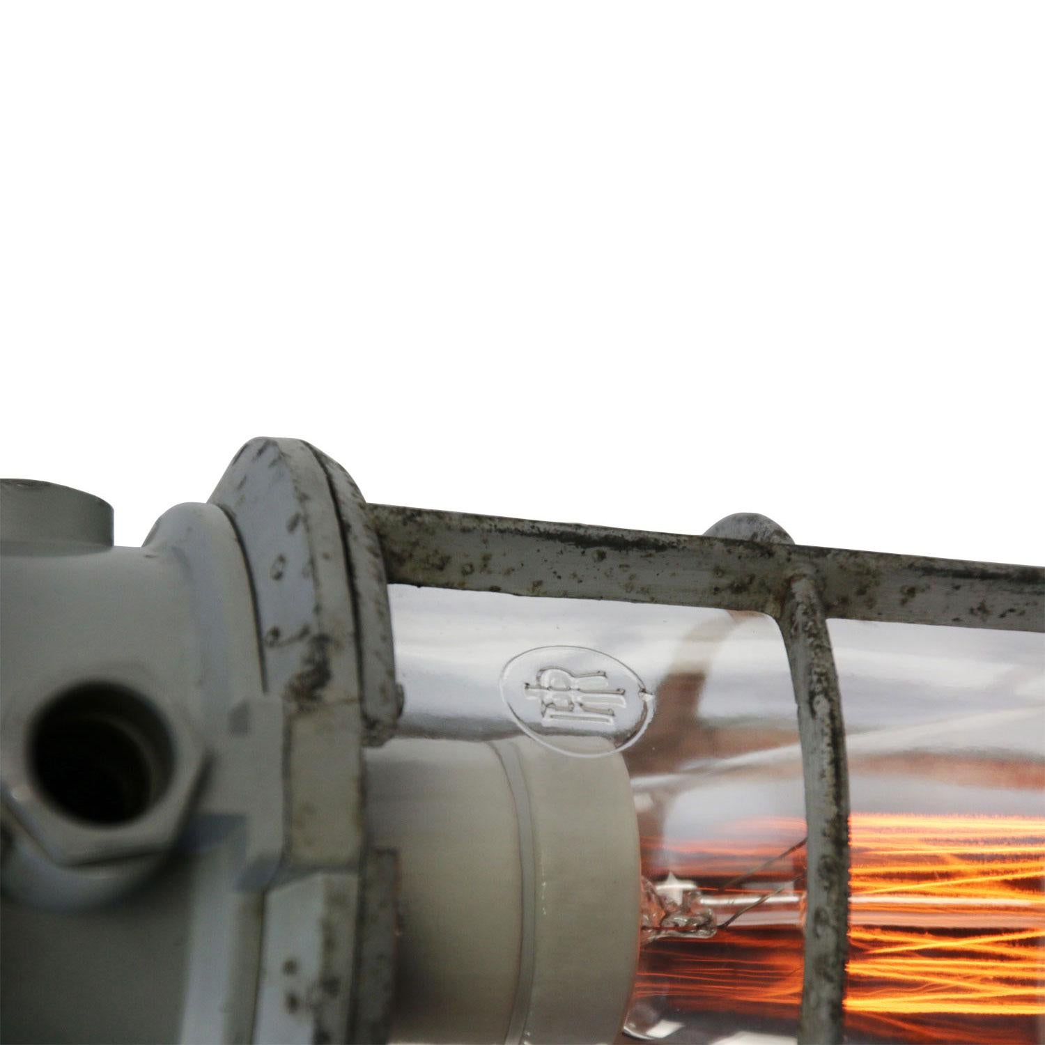 Gray Vintage Industrial Clear Glass Wall Lamp Scone In Good Condition In Amsterdam, NL