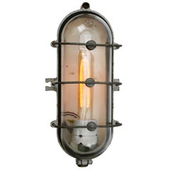 Gray Vintage Industrial Clear Glass Wall Lamps Sconces by Industria Rotterdam