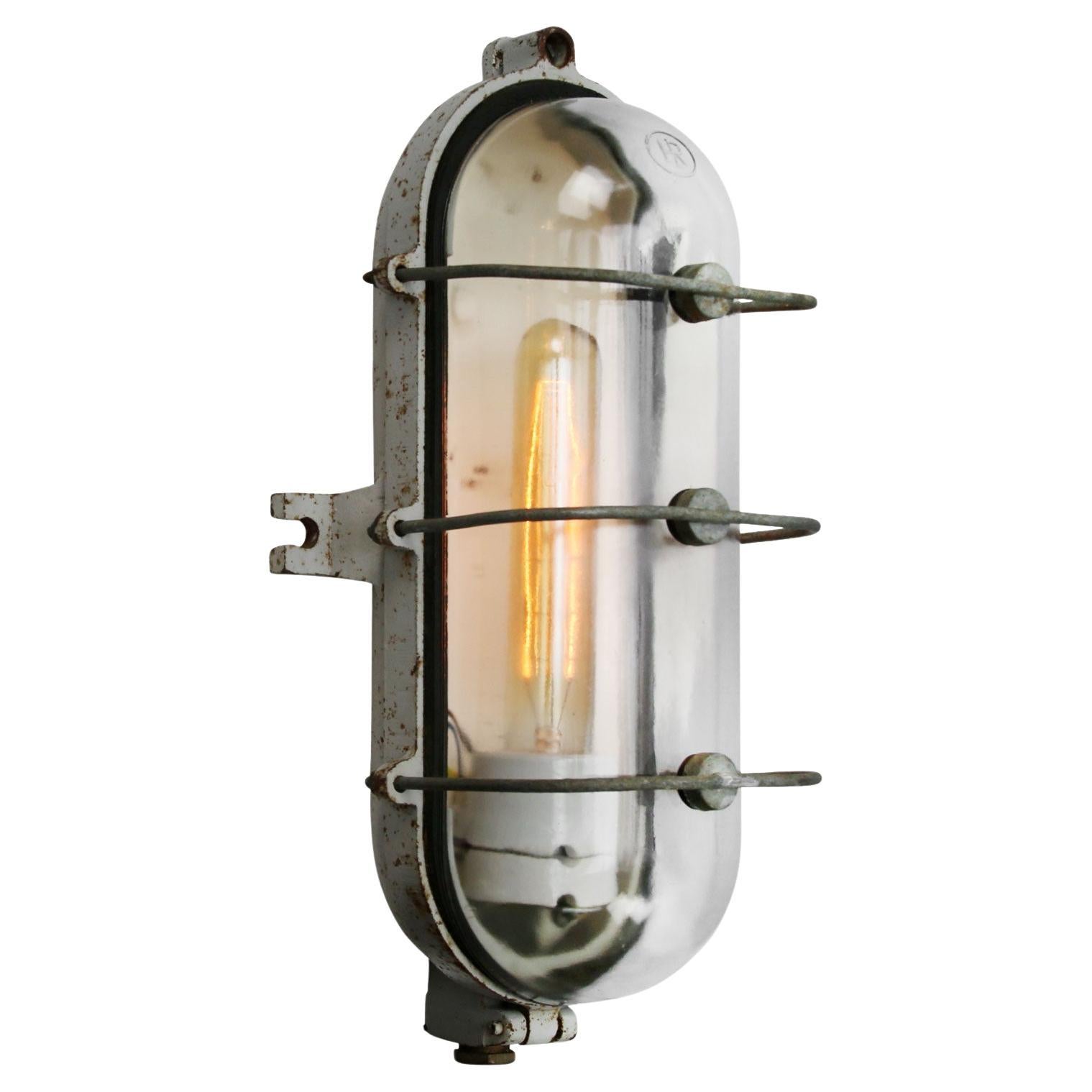 Graue Industrielle Wandleuchten aus klarem Glas von Industria Rotterdam, Vintage
