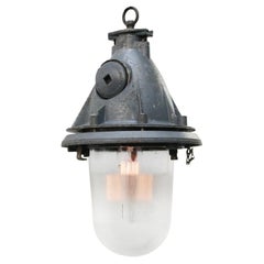Gray Vintage Industrial Clear Striped Glass Pendant Lights