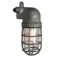 Gray Vintage Industrial Crouse Hinds Cage Clear Glass Wall Light