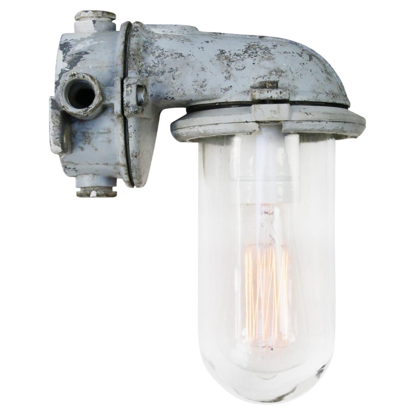 Gray Vintage Industrial Industria Rotterdam Clear Glass Wall Lamps Scones For Sale