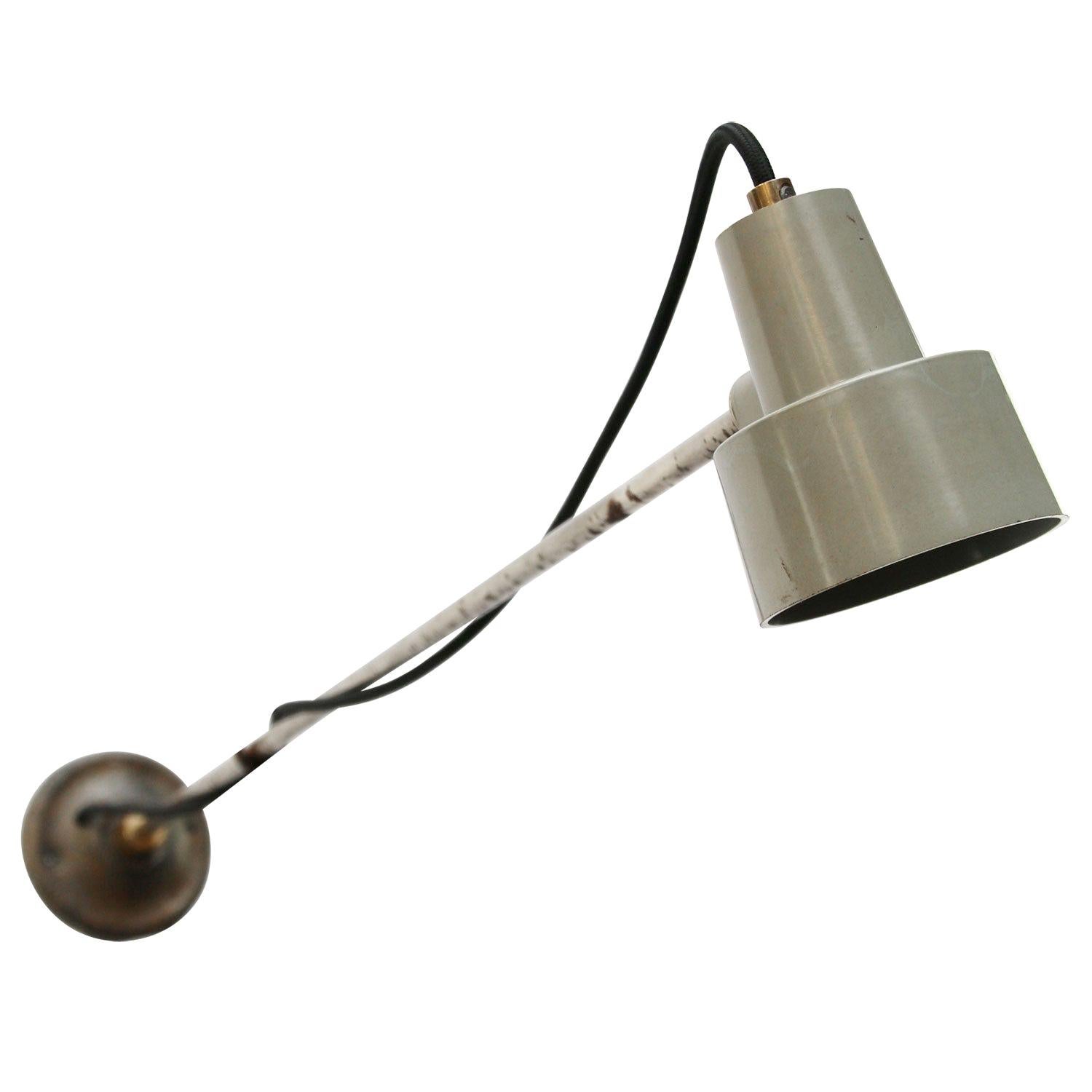 Gray Vintage Industrial Metal Arm Cast Iron Wall Light Scone For Sale