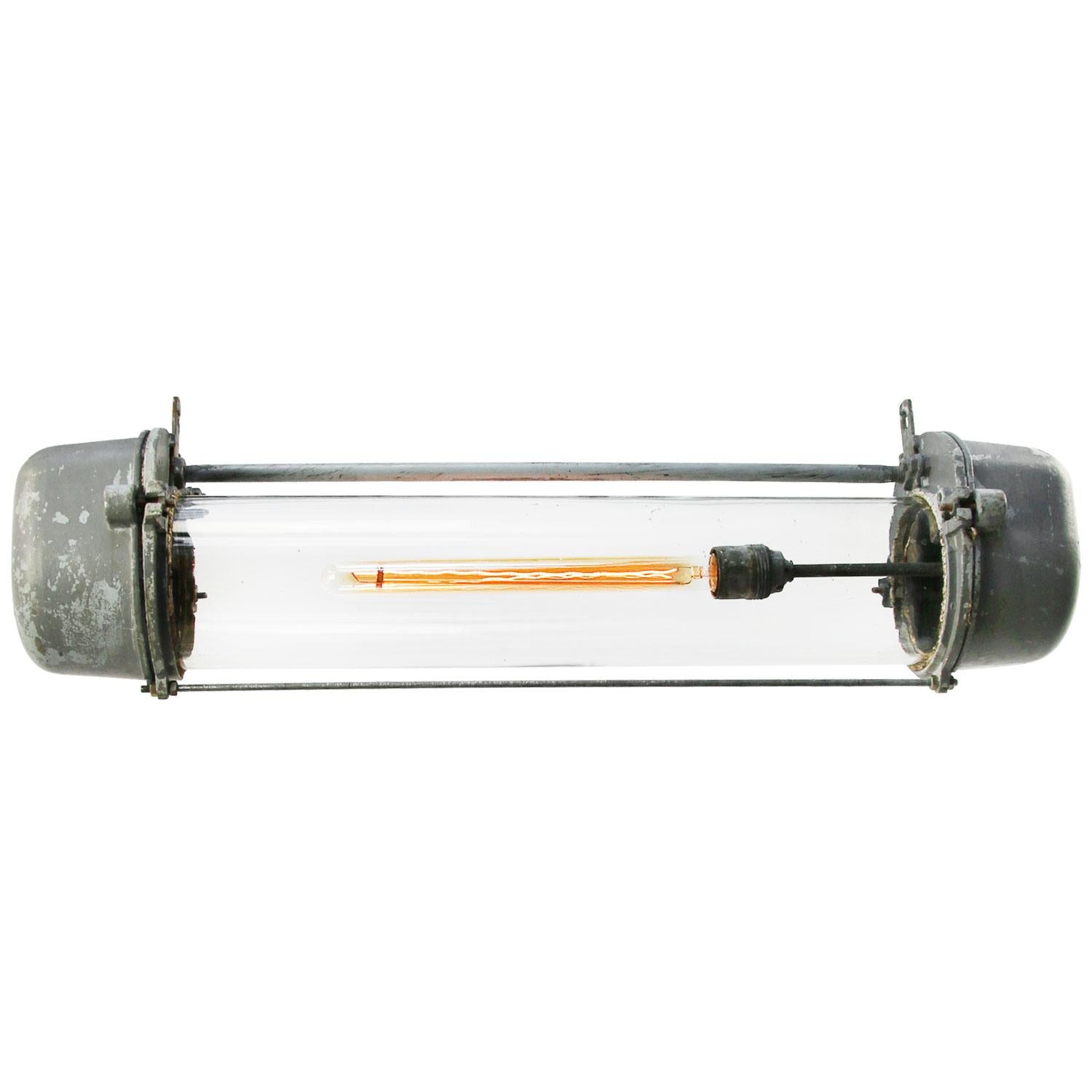 Industrial cast aluminium light.
Clear glass.

Weight 3.00 kg / 6.6 lb

Priced per individual item. All lamps have been made suitable by international standards for incandescent light bulbs, energy-efficient and LED bulbs. E26/E27 bulb holders