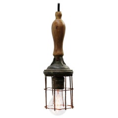 Gray Vintage Industrial Wooden Handle Work Inaspection Lamp