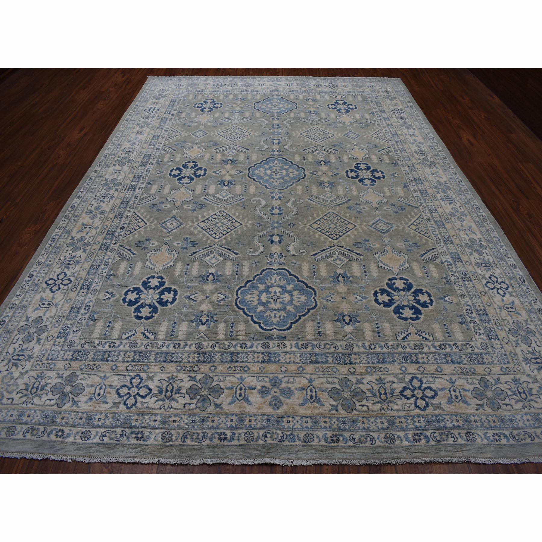 Afghan Gray Vintage Look Kazak Pure Wool Hand Knotted Oriental Rug