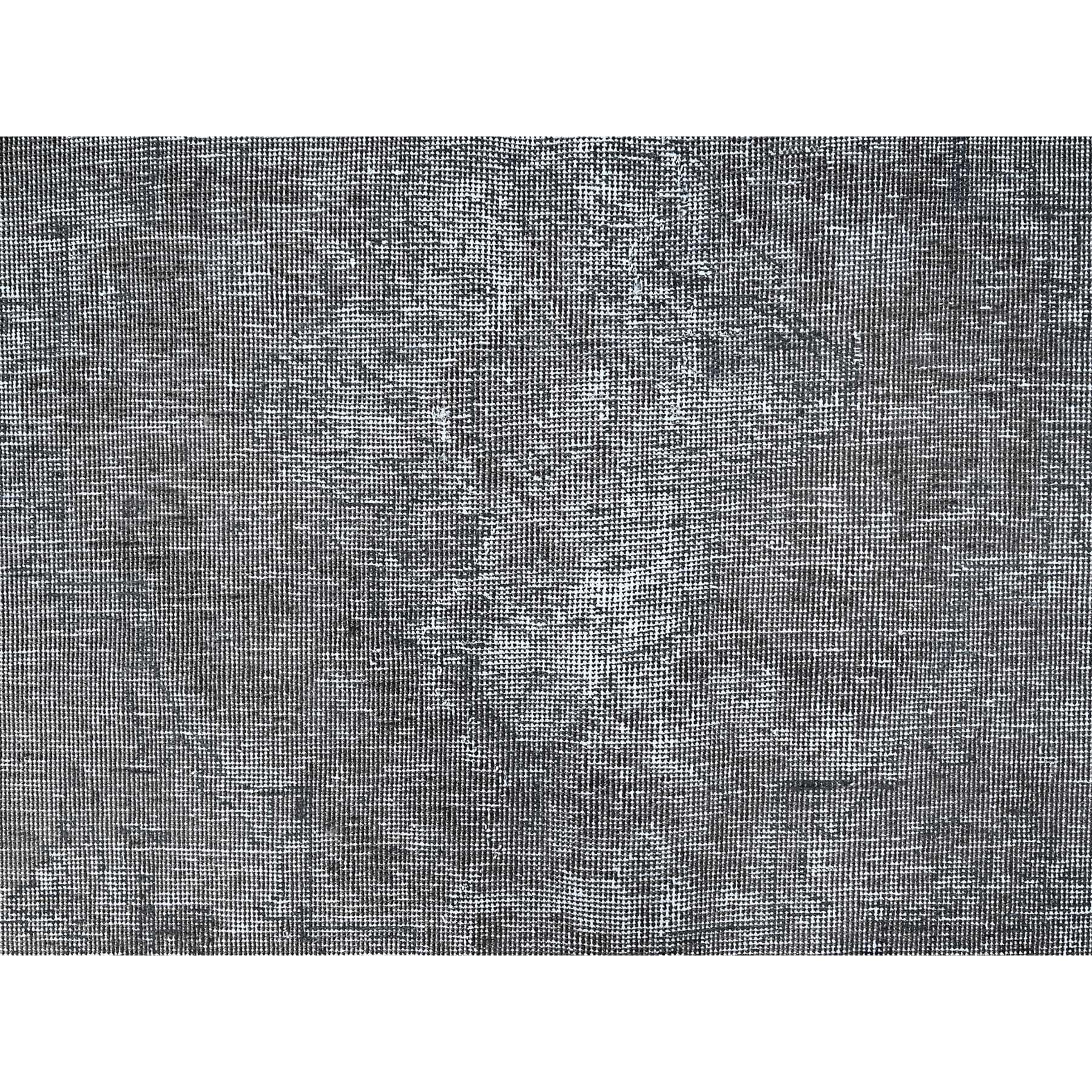 Gray Vintage Persian Tabriz Distressed Overdyed Worn Wool Hand Knotted Rug For Sale 4