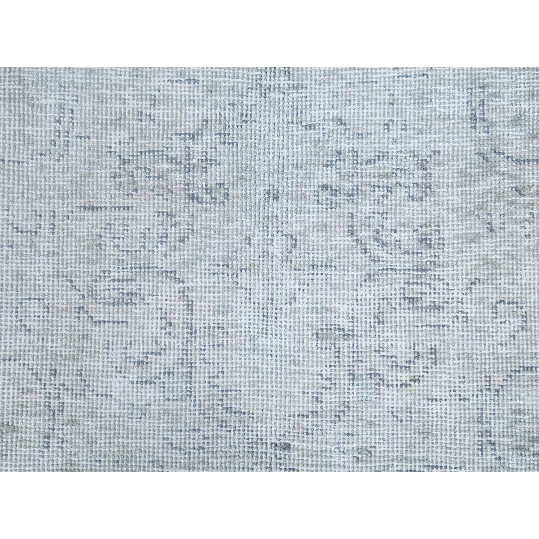 Gray Vintage Persian Tabriz Hand Knotted Worn Wool Cropped Thin Distressed Rug For Sale 7