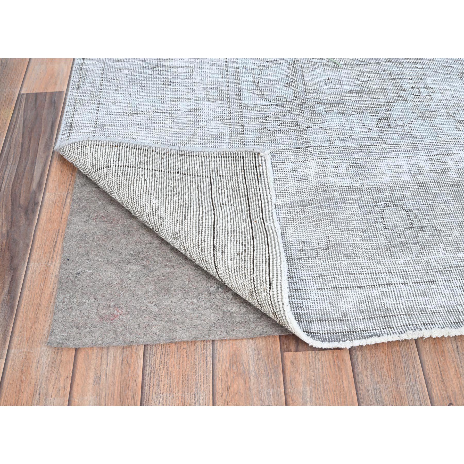 Mid-20th Century Gray Vintage Persian Tabriz Rustic Look Sheared Low Worn Wool Hand Knotted Rug For Sale