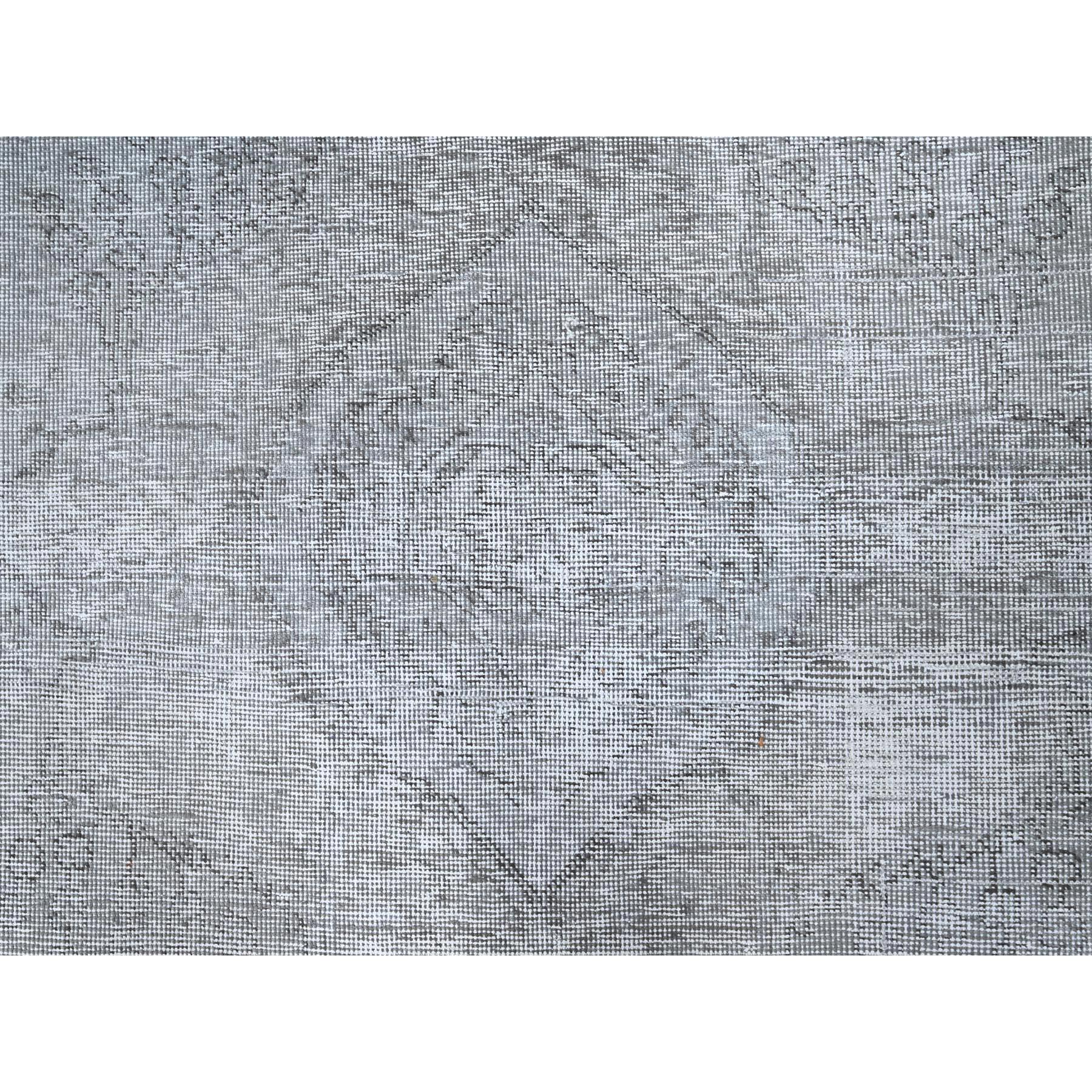 Gray Vintage Persian Tabriz Rustic Look Sheared Low Worn Wool Hand Knotted Rug For Sale 4