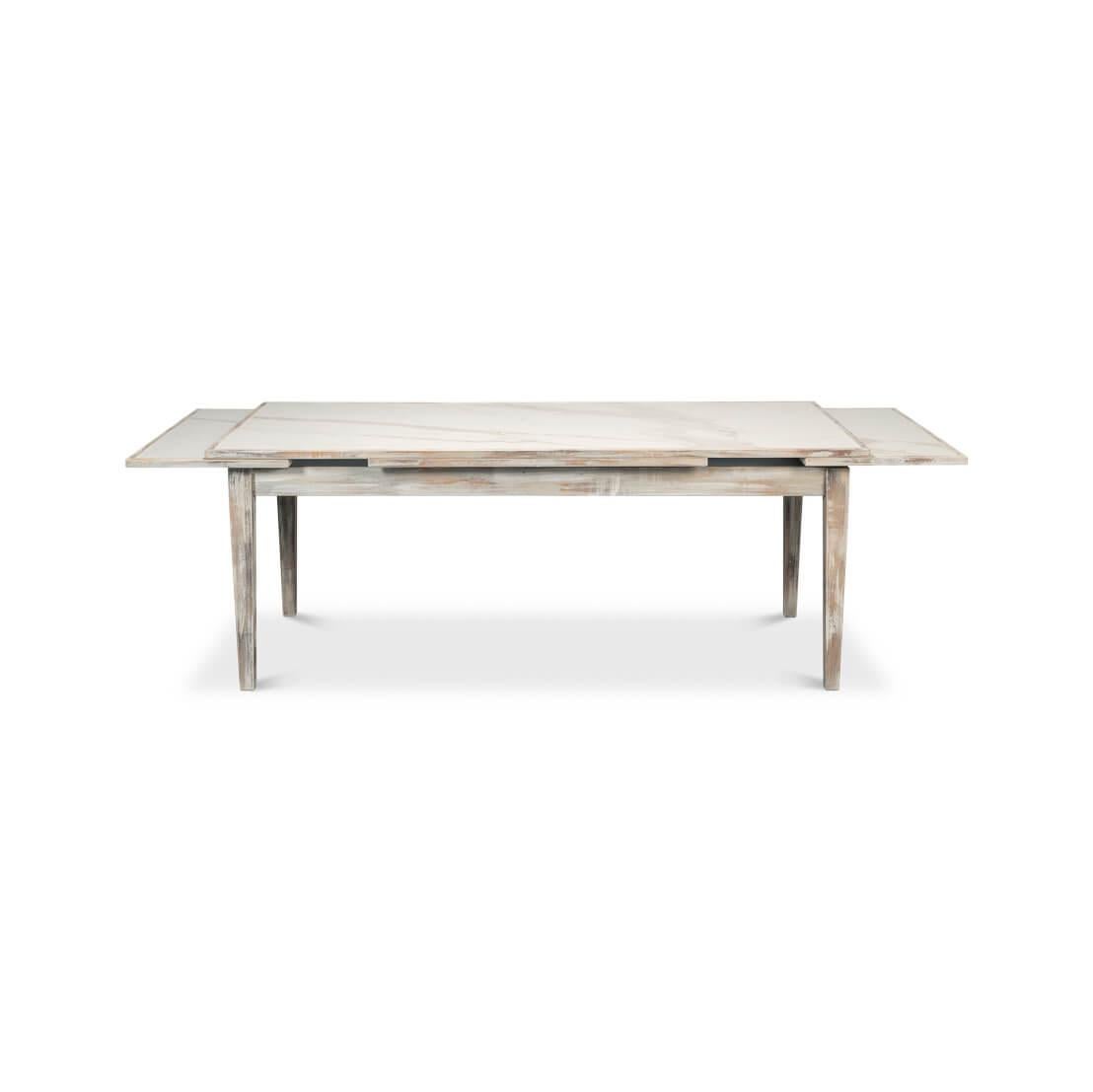 Neoclassical Gray Wash Italian Draw Leaf Table For Sale