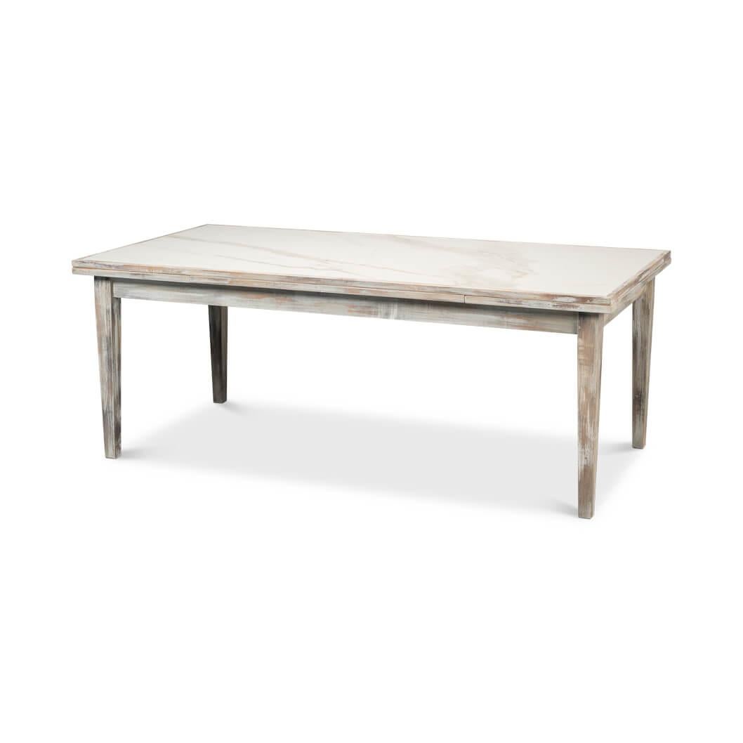 Contemporary Gray Wash Italian Draw Leaf Table For Sale