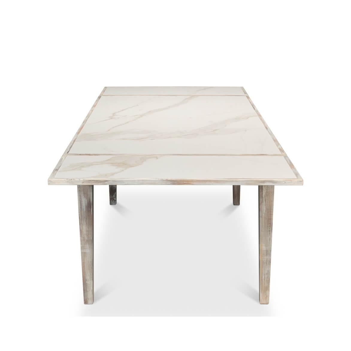 Porcelain Gray Wash Italian Draw Leaf Table For Sale