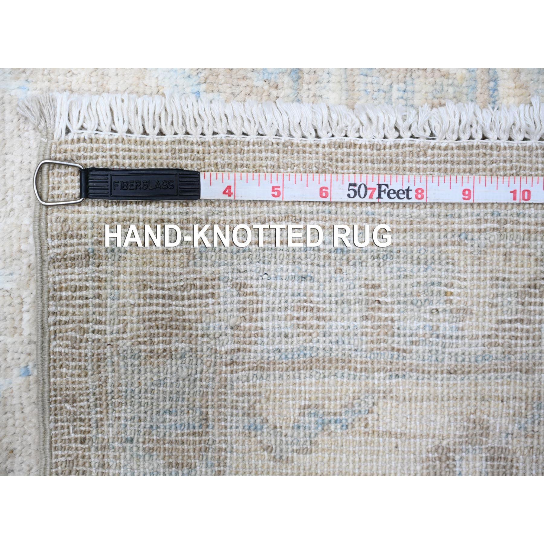 Gray White Wash Peshawar Mahal Design Wool Hand Knotted Oriental Rug 8'9