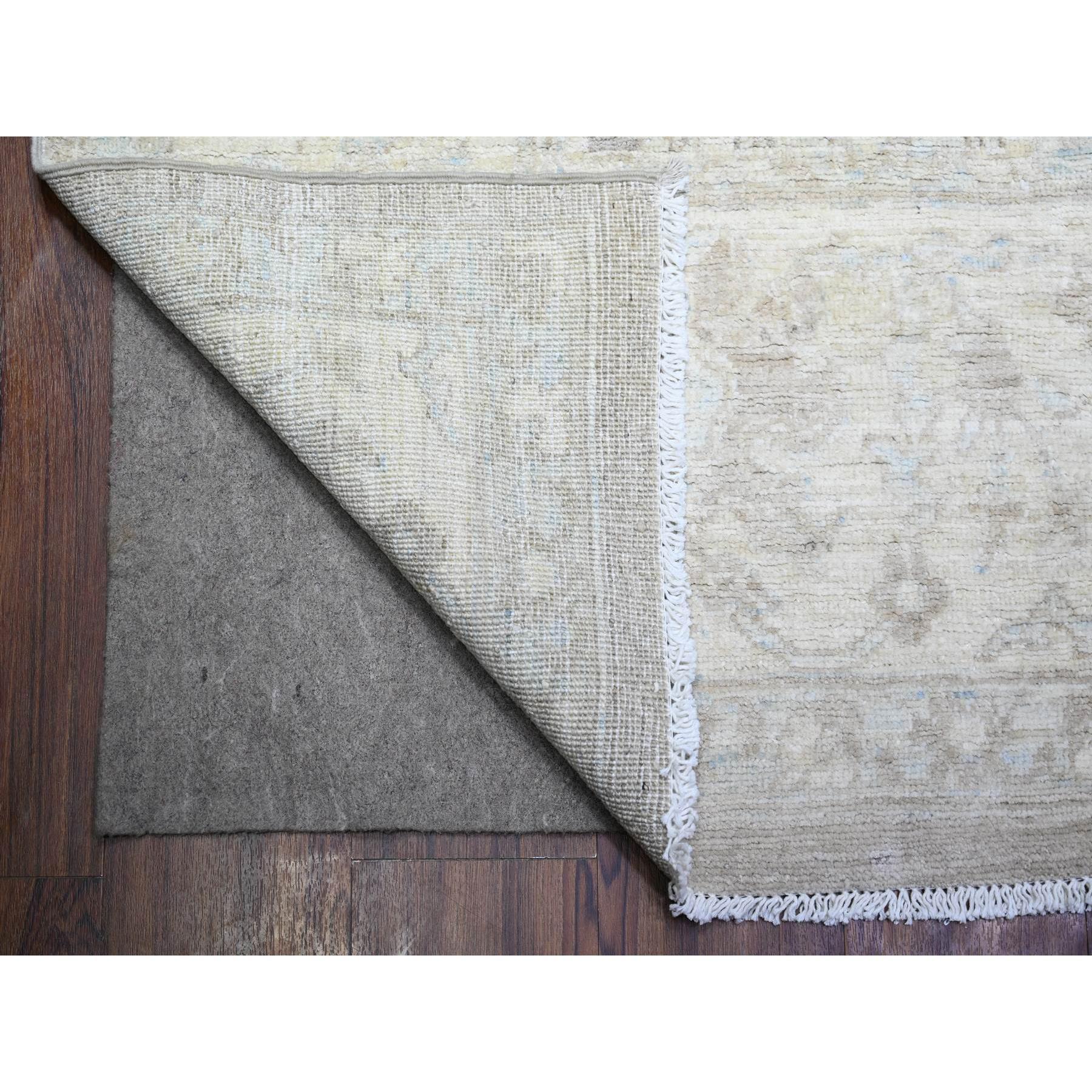 Afghan Gray White Wash Peshawar Mahal Design Wool Hand Knotted Oriental Rug 8'9
