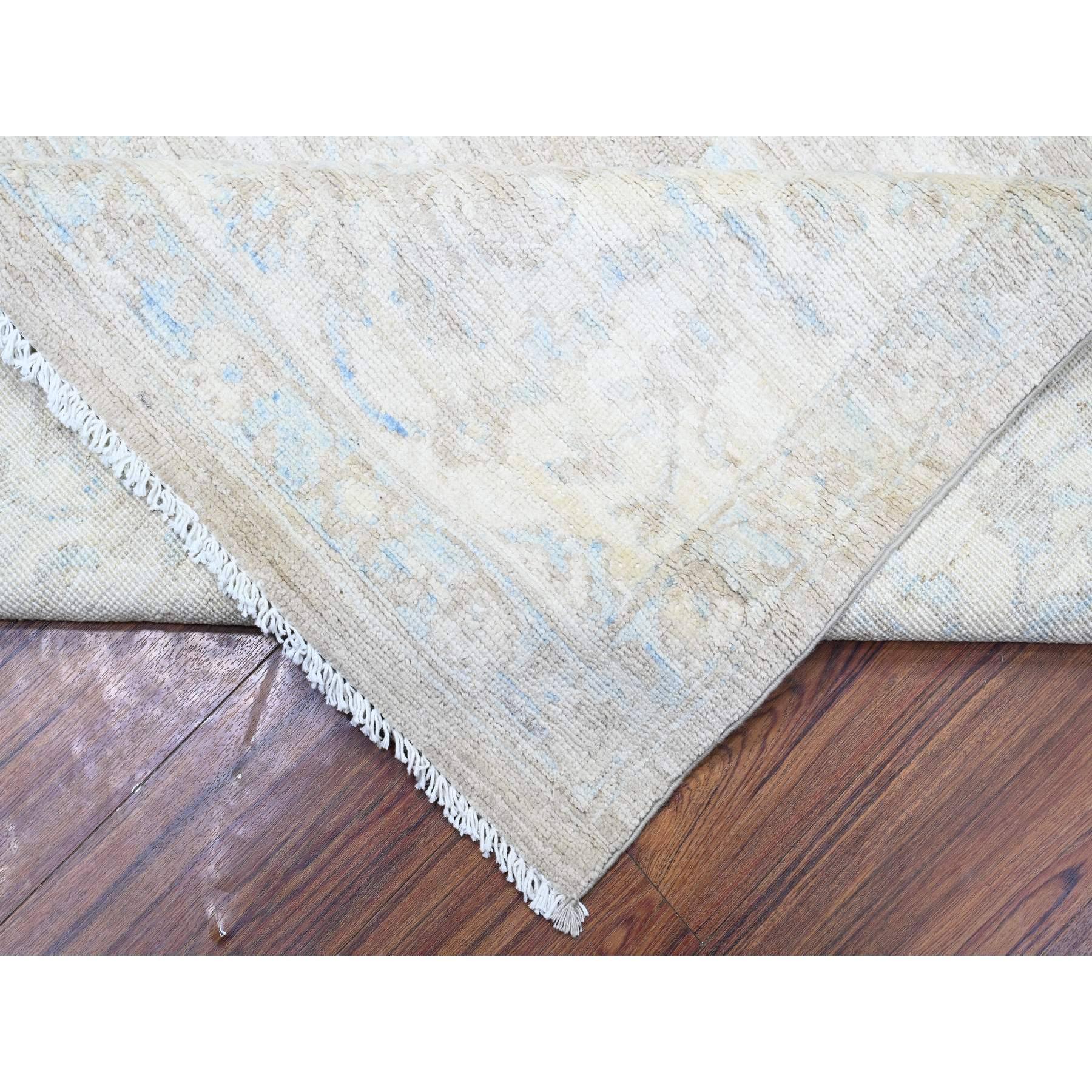 Gray White Wash Peshawar Mahal Design Wool Hand Knotted Oriental Rug 8'9