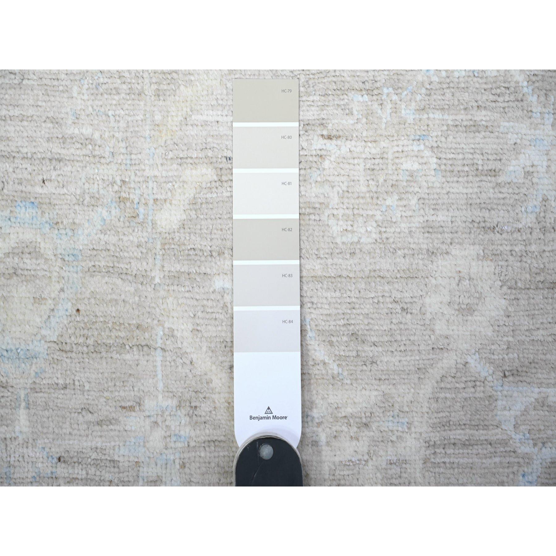 Contemporary Gray White Wash Peshawar Mahal Design Wool Hand Knotted Oriental Rug 8'9