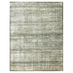 Tappeto grigio con disegno di erba ossidata nera in pura lana annodato a mano 12'2" x 15'0"