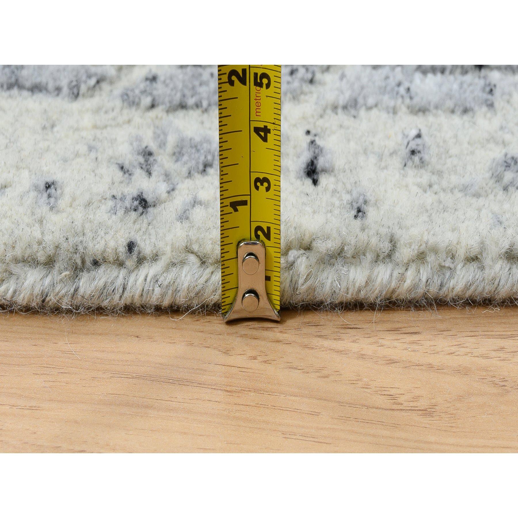 Tapis rond noué à la main en laine grise et jacquard de soie à base de plantes 12'0