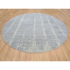 Gray Wool and Plant Based Silk Jacquard Hand Loomed Round Rug 12'0" x 12'0"