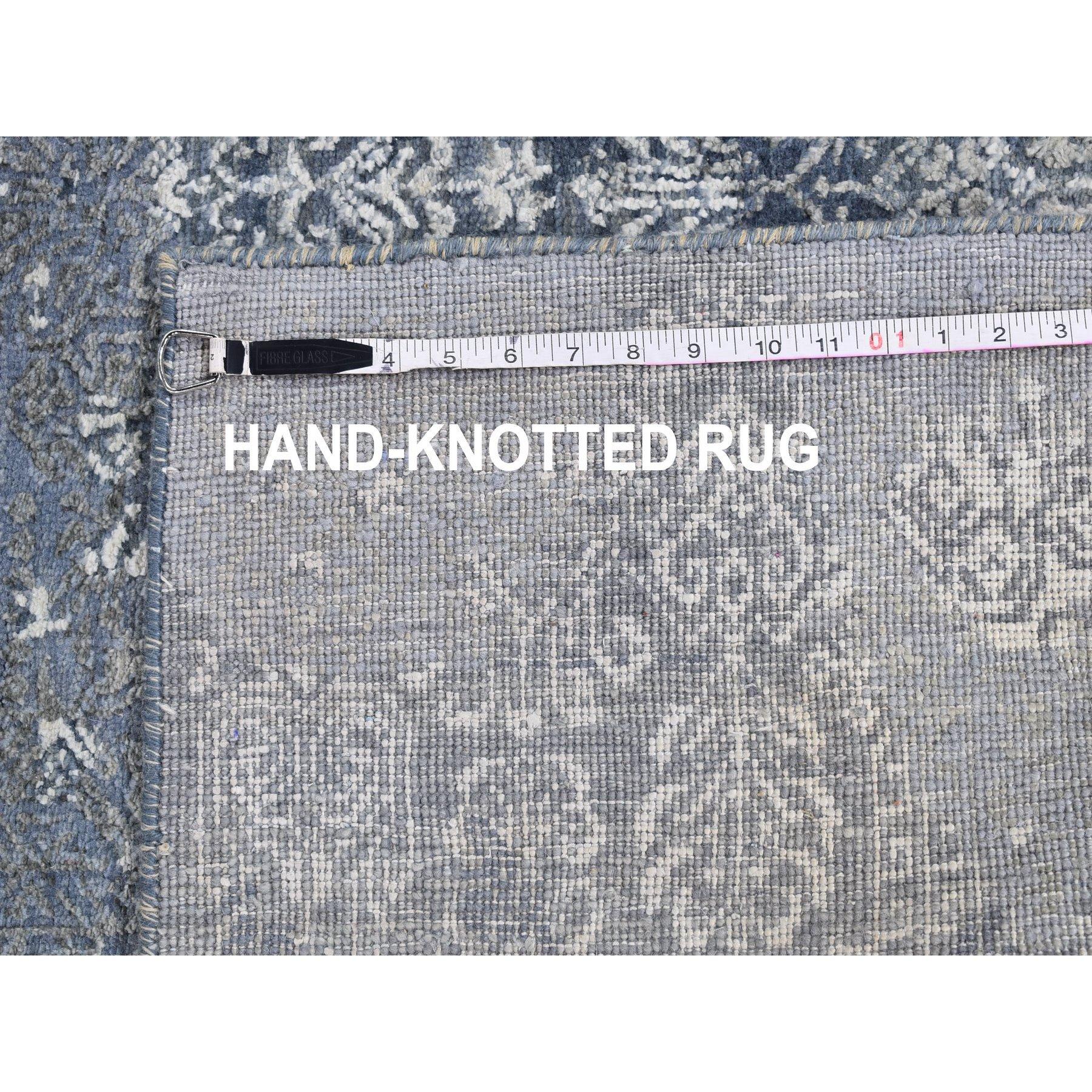 Gray Wool and Pure Silk Jewellery Design Hand Knotted Oriental Rug 12'0