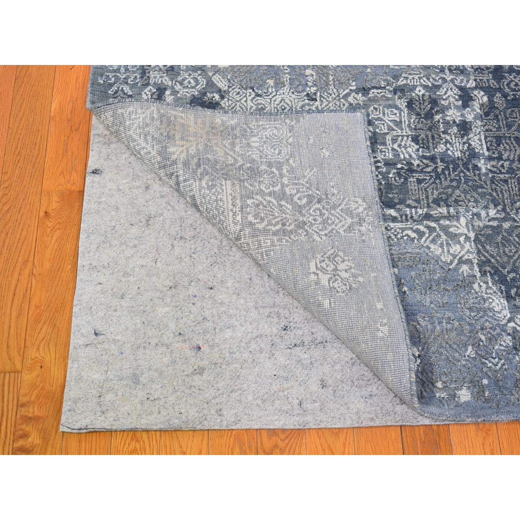 Gray Wool and Pure Silk Jewellery Design Hand Knotted Oriental Rug 12'0