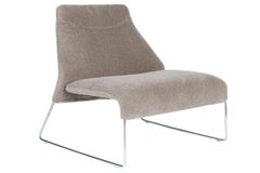 Gray Wool "Shearling" Covered Easy Chair With Chrome Frame, B&B Italia