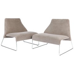 Gray Wool "Shearling" Covered Easy Chair With Chrome Frame, B&B Italia