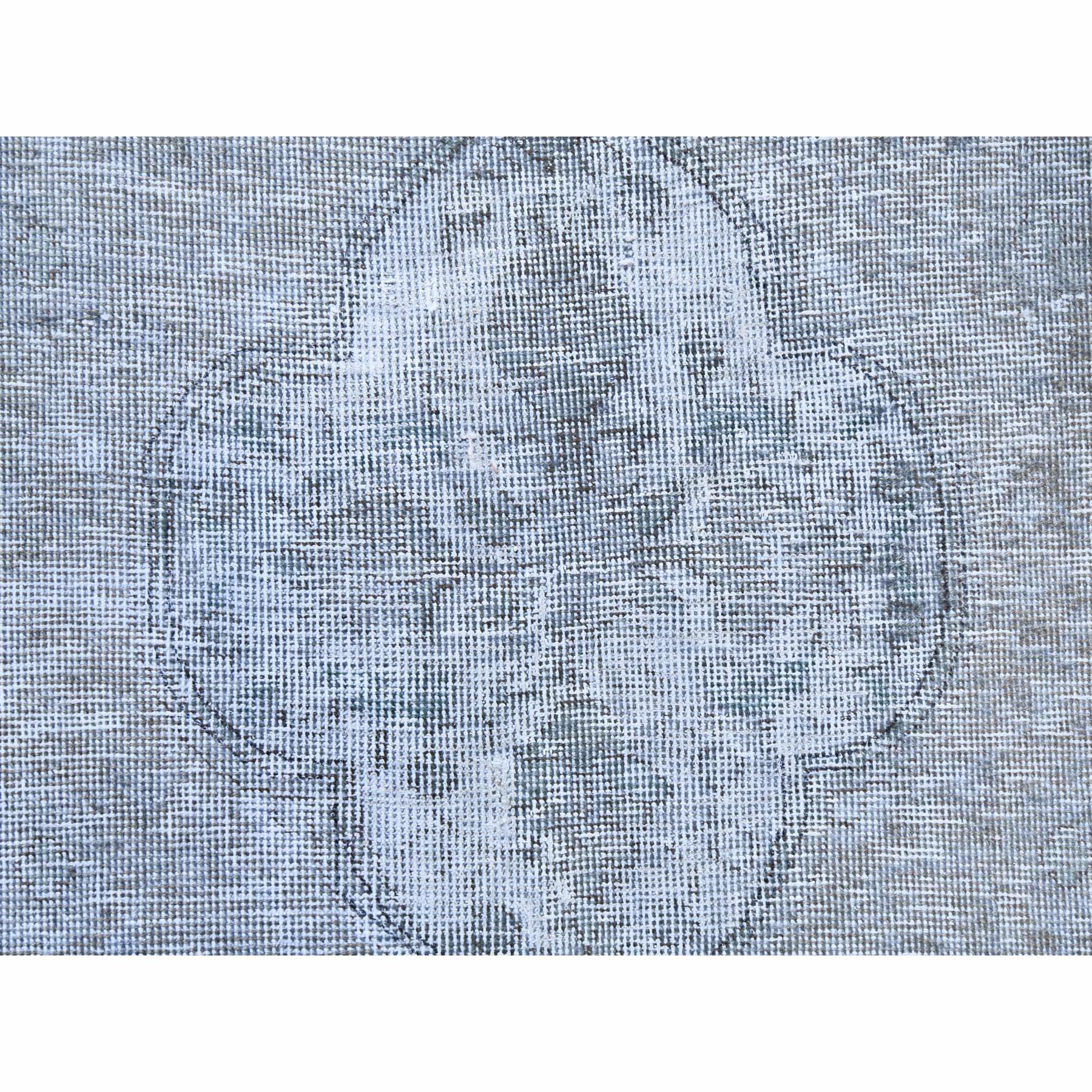 Gray Worn Down Wool Vintage Bohemian Hand Knotted Persian Tabriz Silver Wash Rug For Sale 2